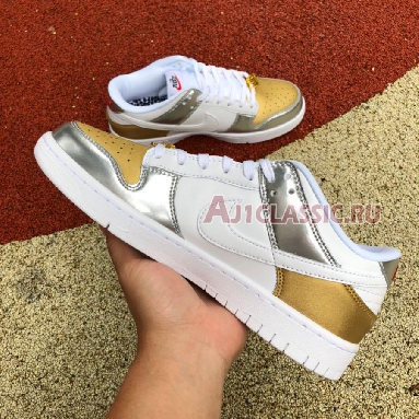 Nike Dunk Low SE Silver Gold Metallic DH4403-700 Gold/Silver-University Red-White Mens Womens Shoes