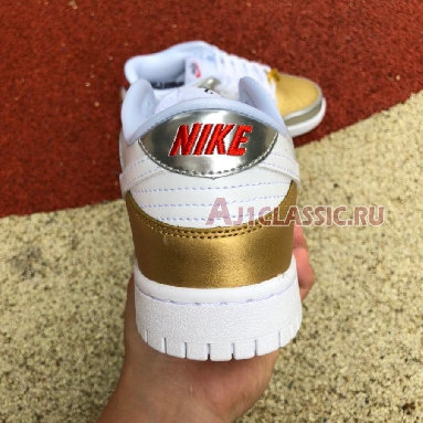 Nike Dunk Low SE Silver Gold Metallic DH4403-700 Gold/Silver-University Red-White Mens Womens Shoes