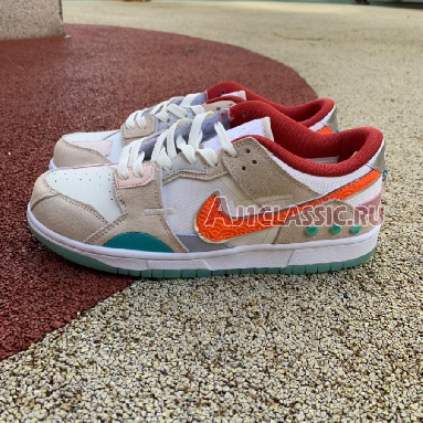 Nike Dunk Low Scrap Shapeless, Formless, Limitless DQ4975-181 Sail/Rush Orange/White Sneakers