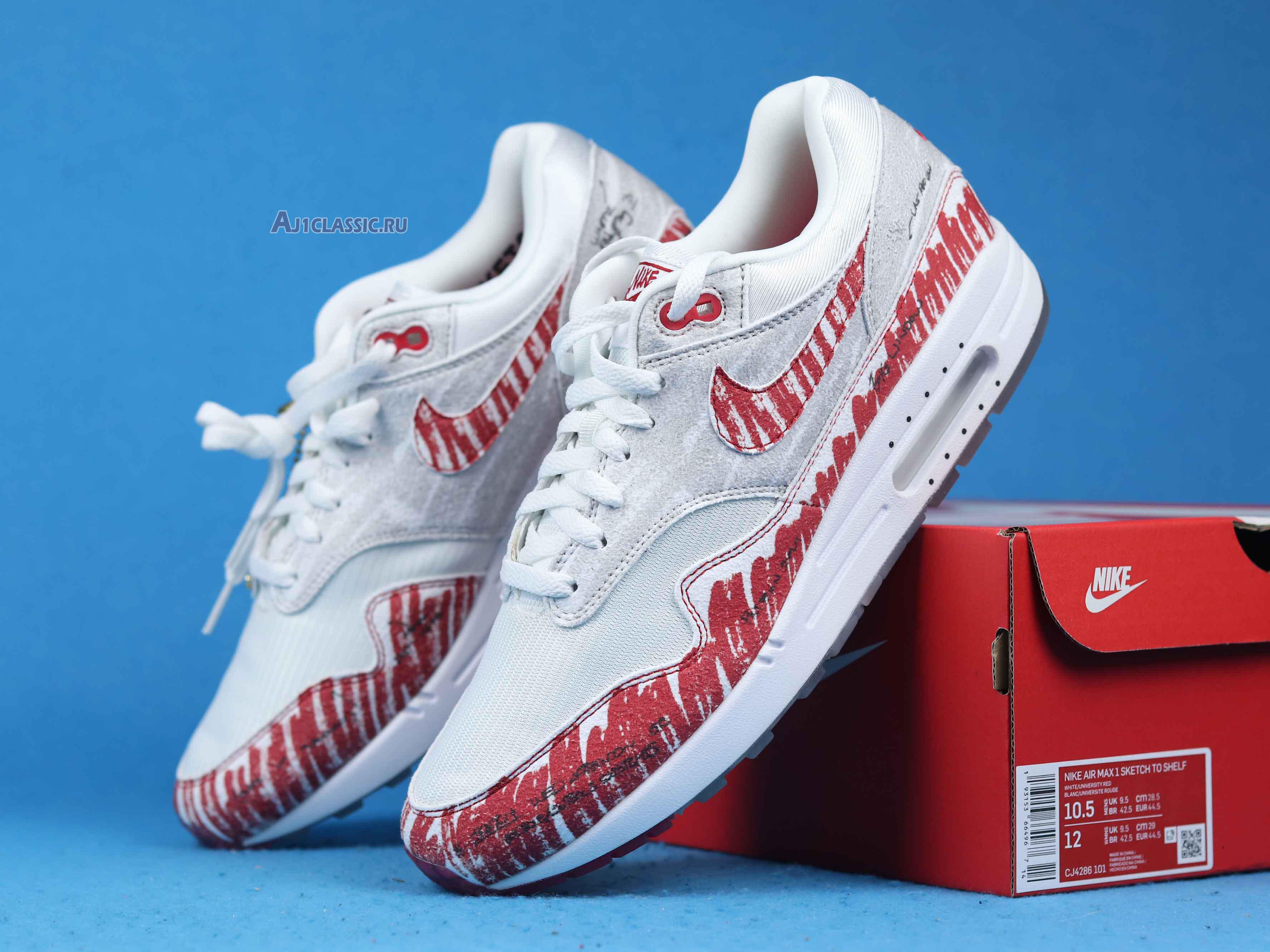 New Nike Air Max 1 "Sketch To Shelf - University Red" CJ4286-101 Shoes