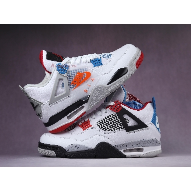 Air Jordan 4 Retro SE What The 4 CI1184-146-02 White/Military Blue-Fire Red-Tech Grey Mens Womens Shoes