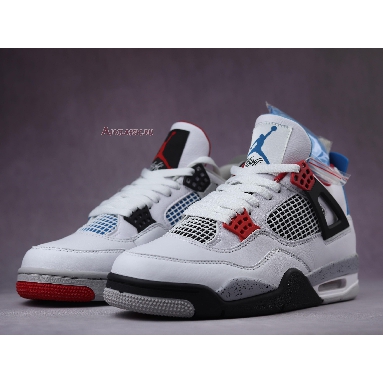 Air Jordan 4 Retro SE What The 4 CI1184-146-02 White/Military Blue-Fire Red-Tech Grey Mens Womens Shoes