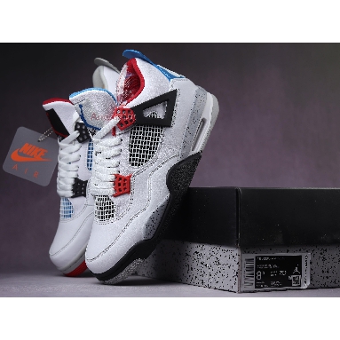 Air Jordan 4 Retro SE What The 4 CI1184-146-02 White/Military Blue-Fire Red-Tech Grey Mens Womens Shoes