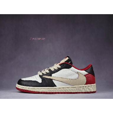 Fragment Design x Travis Scott x Air Jordan 1 Retro Low Red DM7866-140-02 Sail/Black-Red /White Mens Womens Shoes