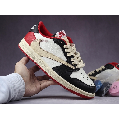 Fragment Design x Travis Scott x Air Jordan 1 Retro Low Red DM7866-140-02 Sail/Black-Red /White Mens Womens Shoes