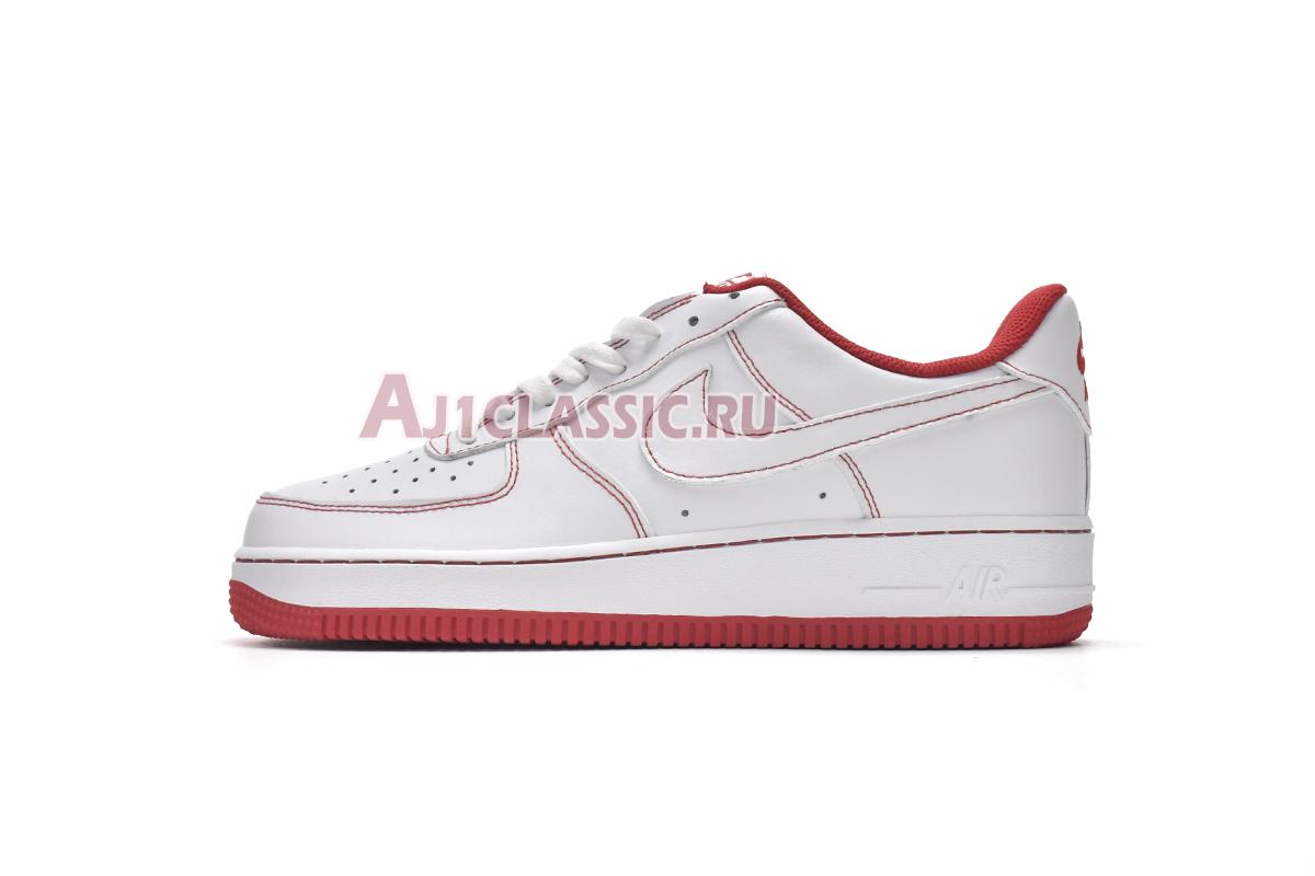 New Nike Air Force 1 07 "Contrast Stitch - White University Red" CV1724-100 Shoes