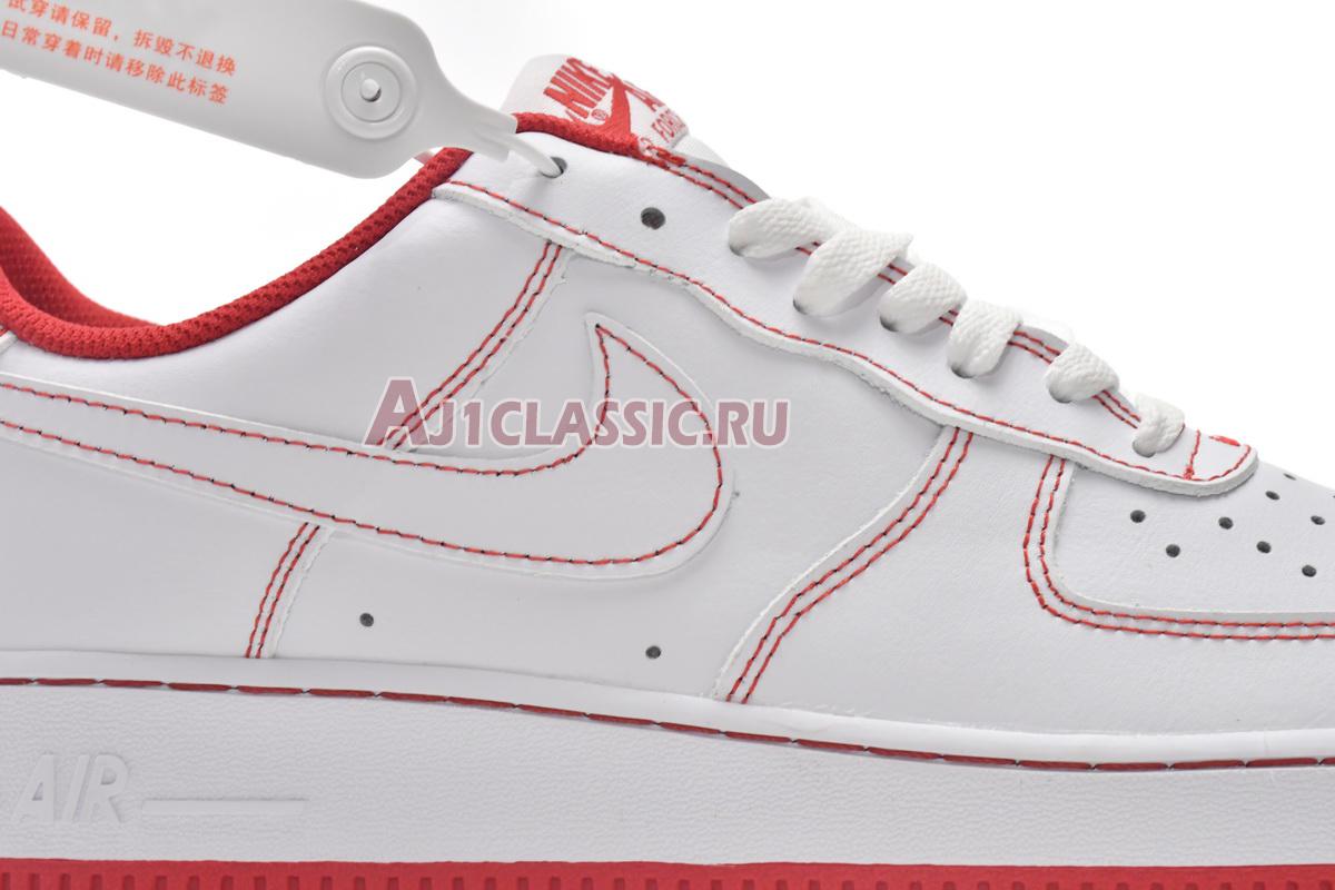 New Nike Air Force 1 07 "Contrast Stitch - White University Red" CV1724-100 Shoes