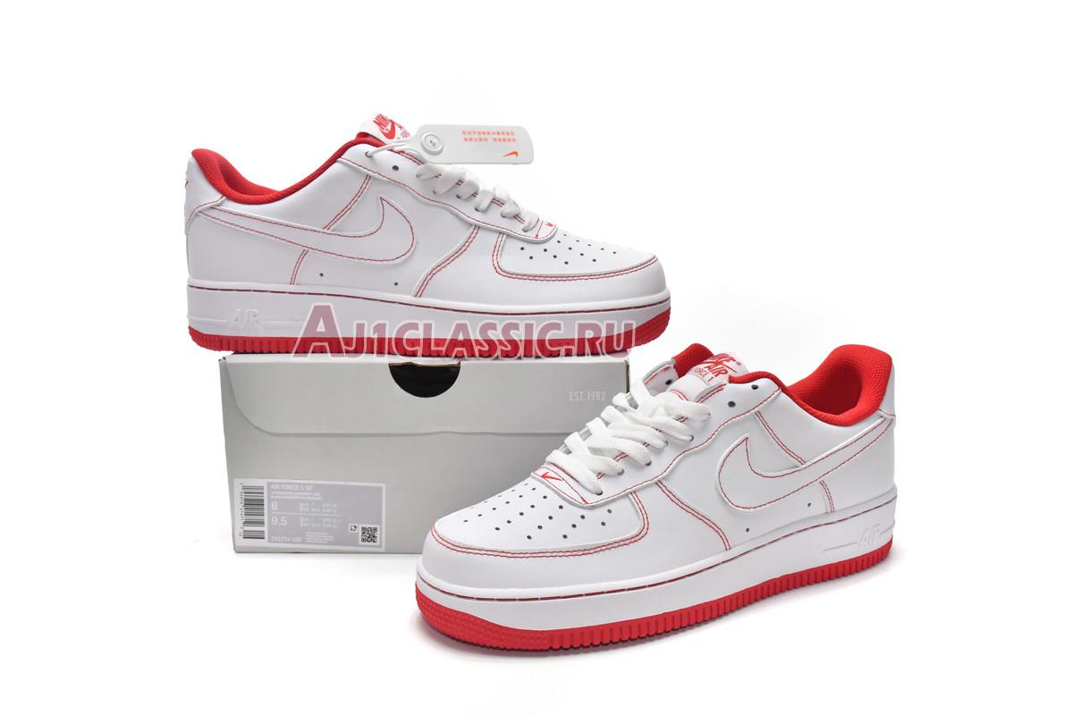 New Nike Air Force 1 07 "Contrast Stitch - White University Red" CV1724-100 Shoes