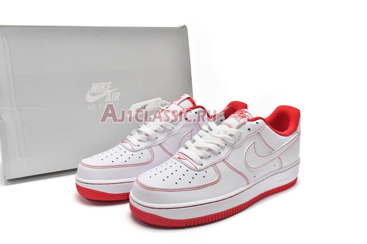 New Nike Air Force 1 07 "Contrast Stitch - White University Red" CV1724-100 Shoes