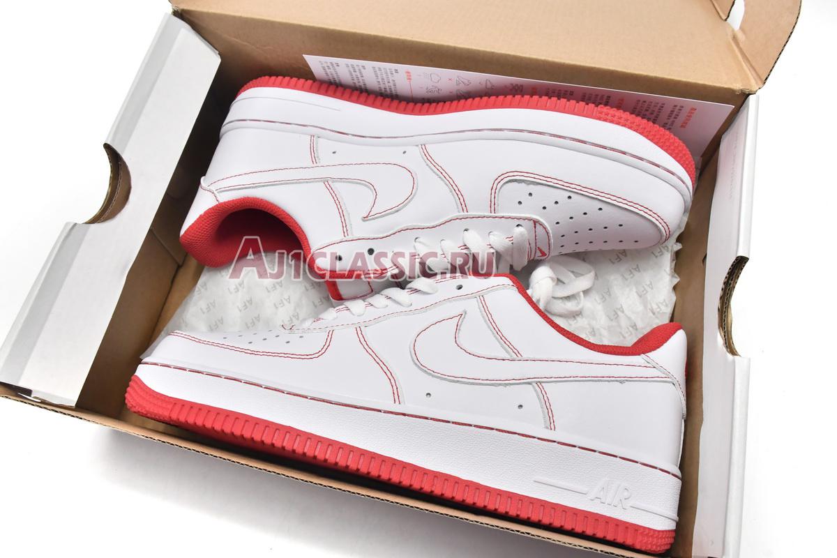 New Nike Air Force 1 07 "Contrast Stitch - White University Red" CV1724-100 Shoes