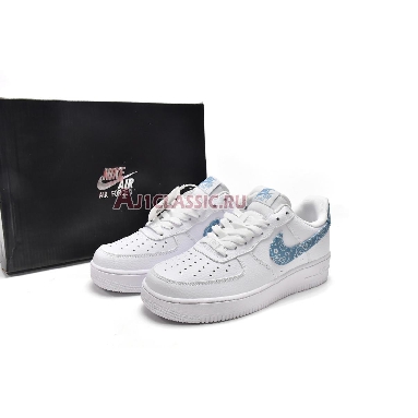 Nike Air Force 1 07 Essentials Blue Paisley DH4406-100 White/Worn Blue/White Mens Womens Shoes