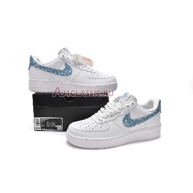 Nike Air Force 1 07 Essentials Blue Paisley DH4406-100 White/Worn Blue/White Mens Womens Shoes