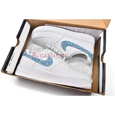 Nike Air Force 1 07 Essentials Blue Paisley DH4406-100 White/Worn Blue/White Mens Womens Shoes