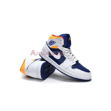 Air Jordan 1 Mid White Deep Royal Blue 554724-131 White/Deep Royal Blue/Track Red/Laser Orange Sneakers