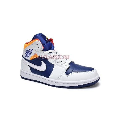 Air Jordan 1 Mid White Deep Royal Blue 554724-131 White/Deep Royal Blue/Track Red/Laser Orange Sneakers