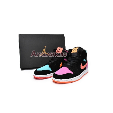 Air Jordan 1 Mid GS Candy 554725-083-02 Black/Total Orange Mens Womens Shoes