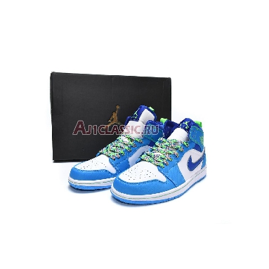 Air Jordan 1 Mid SE Sprite DA8010-400 Dark Powder Blue/Racer Blue/Green Strike Mens Womens Shoes