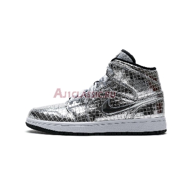 Air Jordan 1 Mid Disco Ball CU9304-001 Metallic Silver/White Sneakers