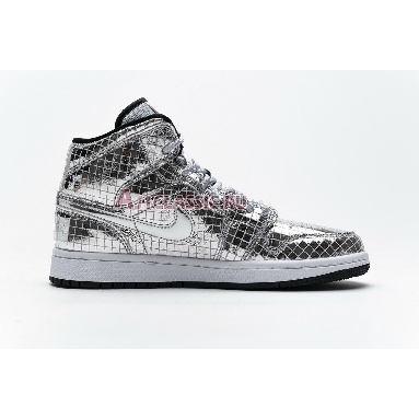 Air Jordan 1 Mid Disco Ball CU9304-001 Metallic Silver/White Sneakers