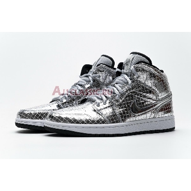 Air Jordan 1 Mid Disco Ball CU9304-001 Metallic Silver/White Sneakers