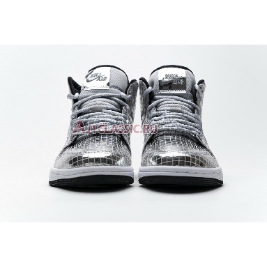 Air Jordan 1 Mid Disco Ball CU9304-001 Metallic Silver/White Sneakers