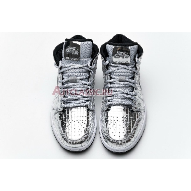 Air Jordan 1 Mid Disco Ball CU9304-001 Metallic Silver/White Sneakers