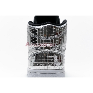 Air Jordan 1 Mid Disco Ball CU9304-001 Metallic Silver/White Mens Womens Shoes