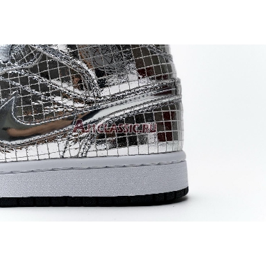 Air Jordan 1 Mid Disco Ball CU9304-001 Metallic Silver/White Sneakers