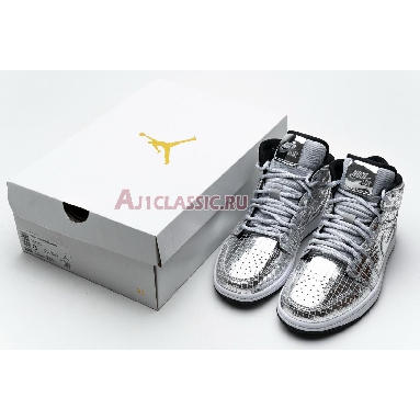 Air Jordan 1 Mid Disco Ball CU9304-001 Metallic Silver/White Sneakers