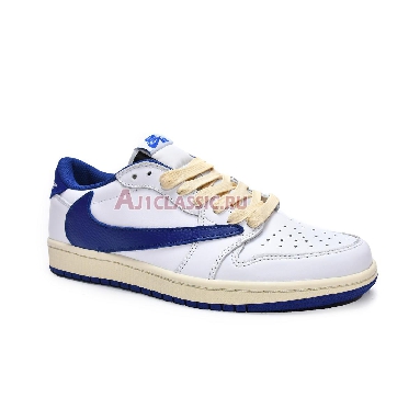 Travi Scott x Fragment x Air Jordan 1 Low OG Blue White Barb DM9868-218 Sail/White/Military Blue Mens Womens Shoes