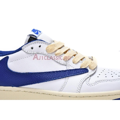 Travi Scott x Fragment x Air Jordan 1 Low OG Blue White Barb DM9868-218 Sail/White/Military Blue Mens Womens Shoes