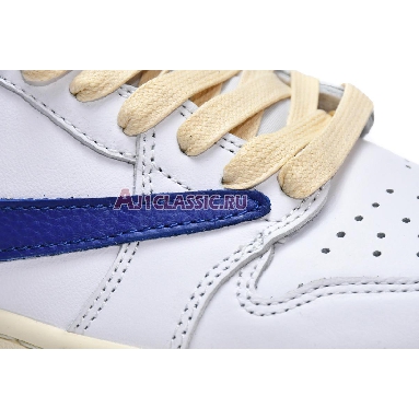 Travi Scott x Fragment x Air Jordan 1 Low OG Blue White Barb DM9868-218 Sail/White/Military Blue Mens Womens Shoes