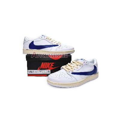 Travis Scott x Air Jordan 1 Low OG White Blue DM6839-186 White/Sail/Military Blue Mens Womens Shoes