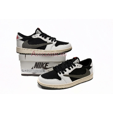 Travis Scott x Air Jordan 1 Low OG Olive DZ4137-106 Sail/University Red-Black-Medium Olive Mens Womens Shoes