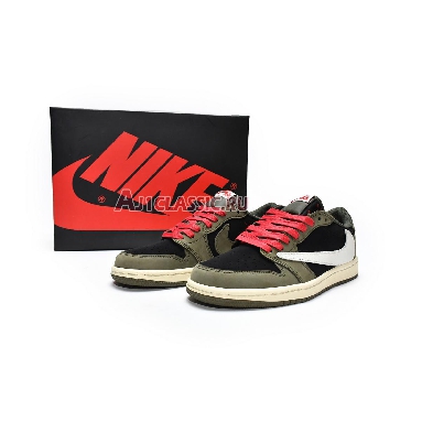 Travis Scott x Air Jordan 1 Low OG Olive Green DM7866-196 Olive Green/Black-White/Orange Mens Womens Shoes