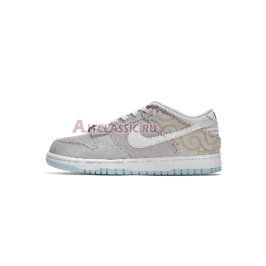 Nike Dunk Low SE Barber Shop - Grey DH7614-500 Iris Whisper/Chile Red-Laser Blue-White Mens Womens Shoes