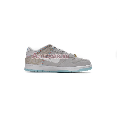 Nike Dunk Low SE Barber Shop - Grey DH7614-500 Iris Whisper/Chile Red-Laser Blue-White Mens Womens Shoes