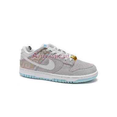 Nike Dunk Low SE Barber Shop - Grey DH7614-500 Iris Whisper/Chile Red-Laser Blue-White Mens Womens Shoes