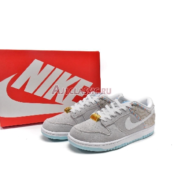 Nike Dunk Low SE Barber Shop - Grey DH7614-500 Iris Whisper/Chile Red-Laser Blue-White Mens Womens Shoes