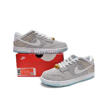 Nike Dunk Low SE Barber Shop - Grey DH7614-500 Iris Whisper/Chile Red-Laser Blue-White Mens Womens Shoes