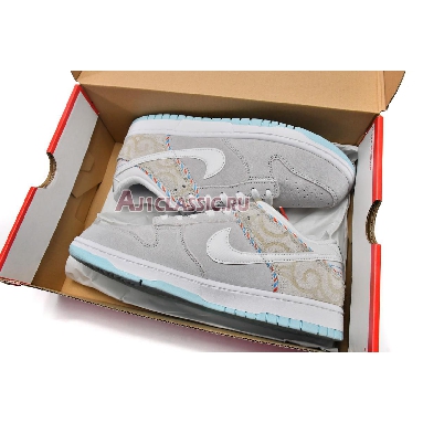 Nike Dunk Low SE Barber Shop - Grey DH7614-500 Iris Whisper/Chile Red-Laser Blue-White Mens Womens Shoes