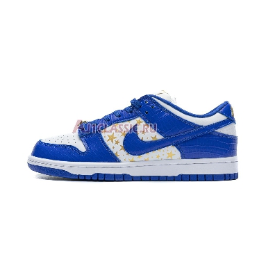 Supreme x Nike Dunk Low OG SB QS Hyper Royal DH3228-100 White/Metallic Gold/Hyper Blue Mens Womens Shoes