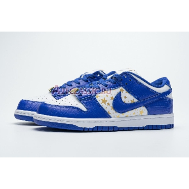 Supreme x Nike Dunk Low OG SB QS Hyper Royal DH3228-100 White/Metallic Gold/Hyper Blue Mens Womens Shoes