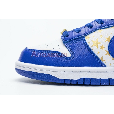 Supreme x Nike Dunk Low OG SB QS Hyper Royal DH3228-100 White/Metallic Gold/Hyper Blue Mens Womens Shoes