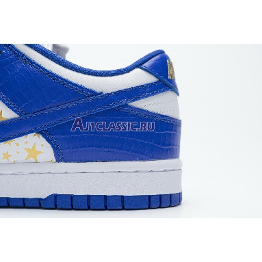 Supreme x Nike Dunk Low OG SB QS Hyper Royal DH3228-100 White/Metallic Gold/Hyper Blue Mens Womens Shoes