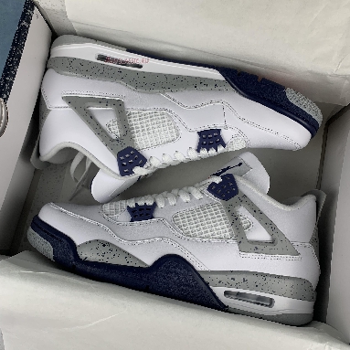 Air Jordan 4 Retro Midnight Navy DH6927-140 White/Midnight Navy/Light Smoke Grey/Fire Red Sneakers