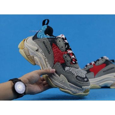 Balenciaga Triple S Sneaker Blue Red 2018 533883 W09O2 4365 Blue/Grey/Red/Black Mens Womens Shoes