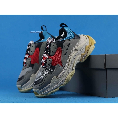 Balenciaga Triple S Sneaker Blue Red 2018 533883 W09O2 4365 Blue/Grey/Red/Black Mens Womens Shoes