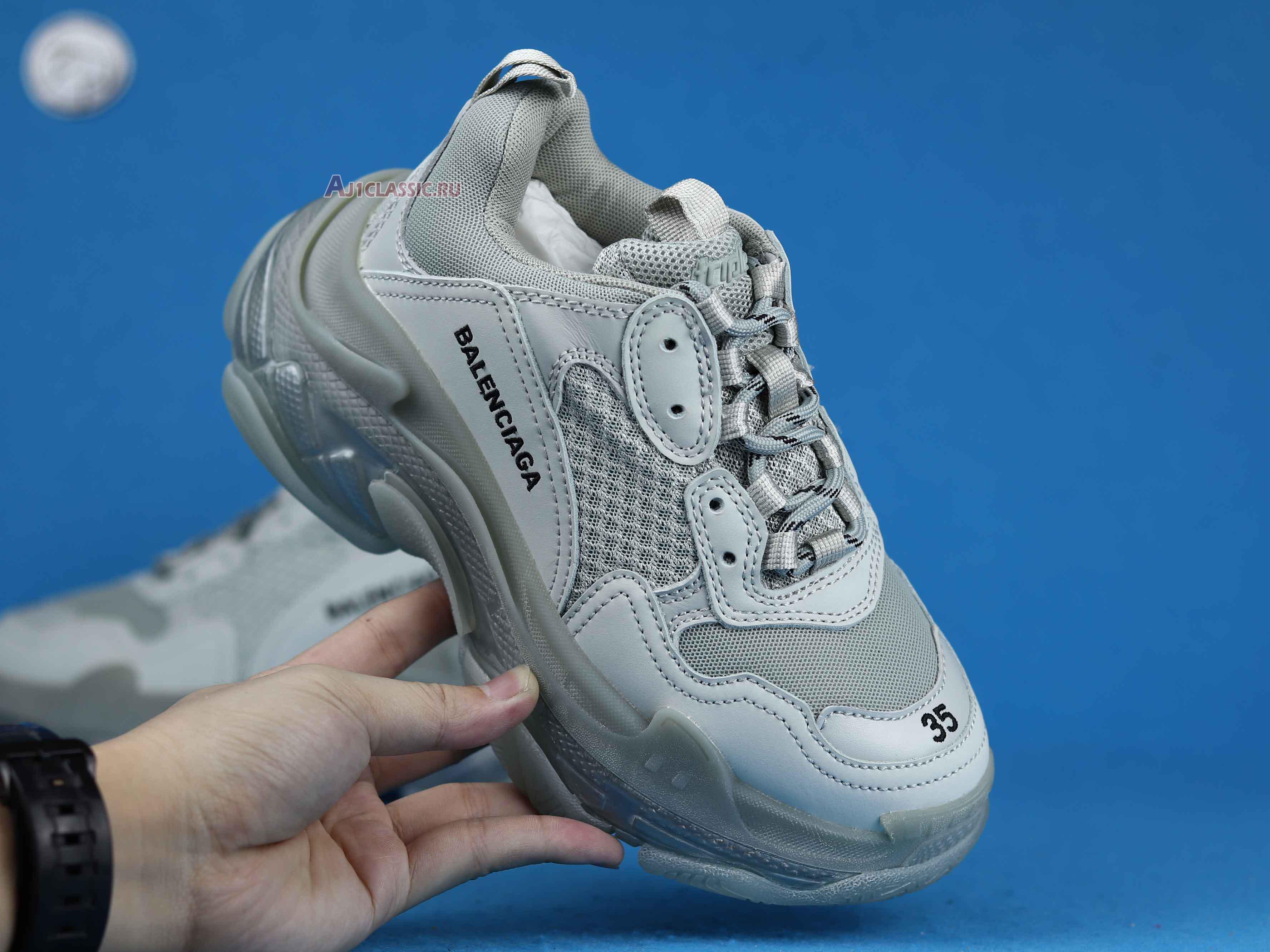 New Balenciaga Triple S Sneaker "Pearl Grey Clear Sole" 541624 W0901 1705 Shoes