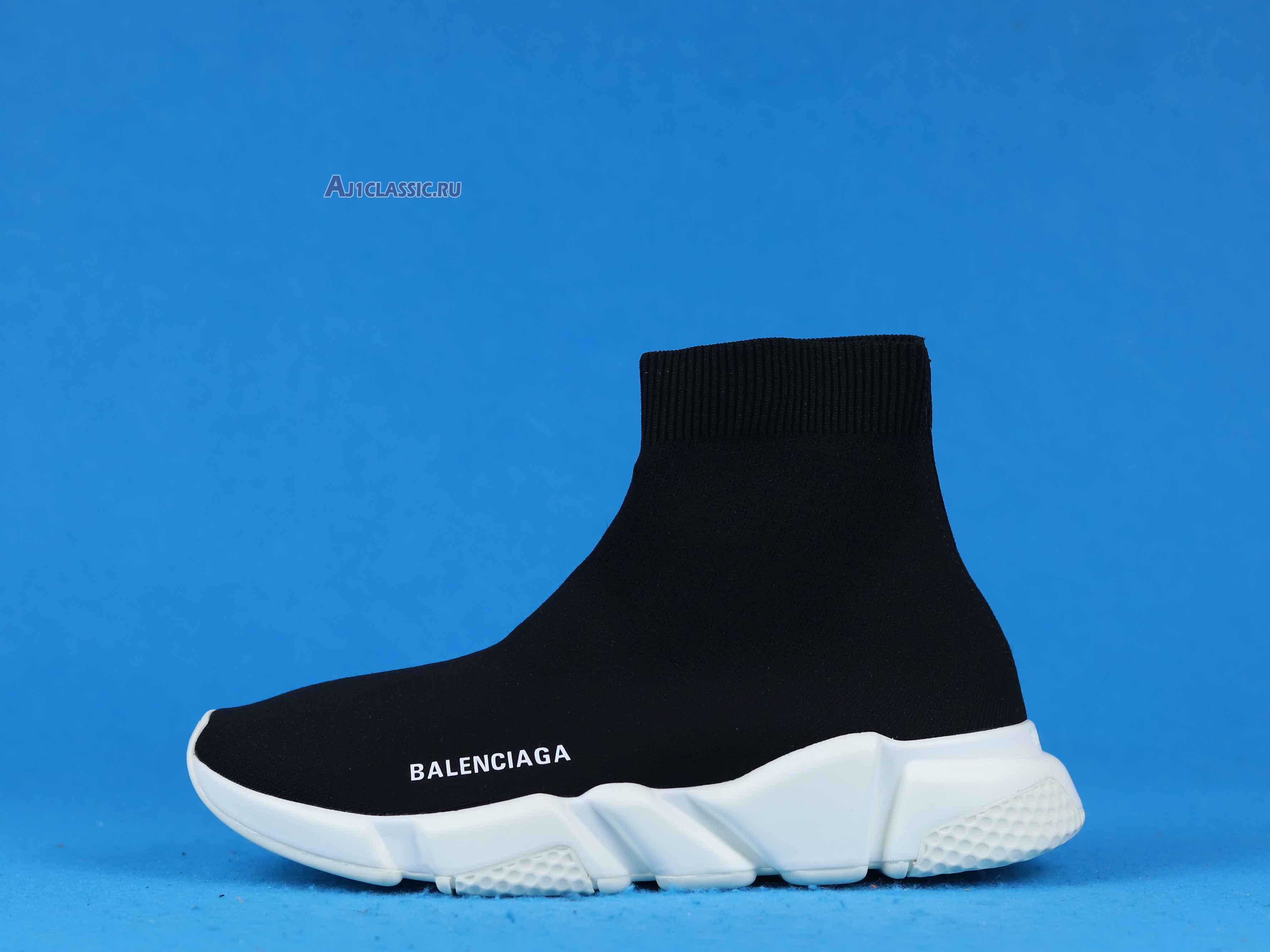 New Balenciaga Speed Trainer Mid "Black" 458653 W05G0 1000 Shoes